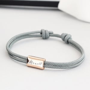 Gepersonaliseerde zeiltouwarmband - Aangepaste gravering - Vriendschapsarmband - Surferarmband met gravering - Partnerarmband - Roestvrij staal - A182