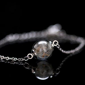 Silver bracelet with REAL DANDELION - A049