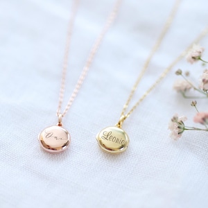 925 Sterling Silver Mini Medallion - Personalized Mini Medallion Engraving - Photo Medallion Chain - Child&#39;s Name - Gift for Her - K500