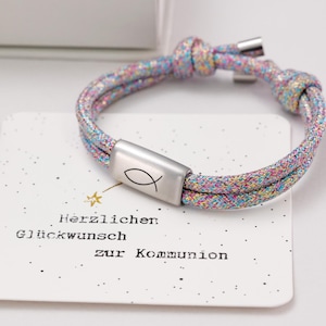 Bracelet étincelant personnalisé pour fillette - Cadeau de première communion avec carte -   - Cadeau de première communion - LW034