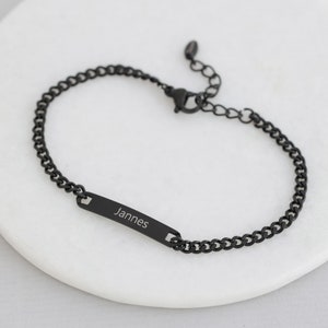 Bracelet personnalisé bracelet unisexe or noir argent bracelet avec gravure étanche bracelet acier inoxydable bracelet partenaire A210 Schwarz