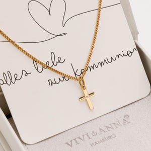 Collier en Acier Inoxydable à Croix Mini Personnalisé - Cadeau de Première Communion avec Carte - C e - Première Communion - LW038