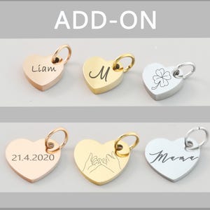 Zusätzlicher Herz-Anhänger - Edelstahl - ADD-ON Herz-Plättchen - Personalisierte Gravur - P103