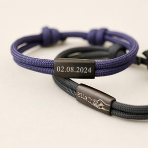 Papa Armband - Herren Armband - Personalisiertes Segeltau Armband - Geschenk für Papa - Wunschgravur - Partnerarmband - Edelstahl - A213