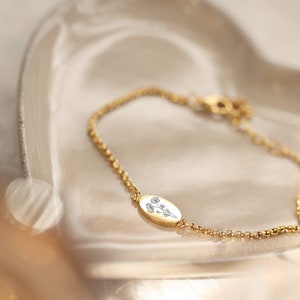 Personalisiertes Armband Geburtsblumen Armband Edelstahl Silber, Gold oder Rosé Gold a180 Bild 1