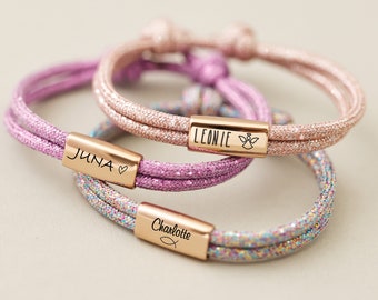 Gepersonaliseerde Girl Glitter Armband - Armband met naam - Communiecadeau - Bevestigingscadeau - Gravure A209