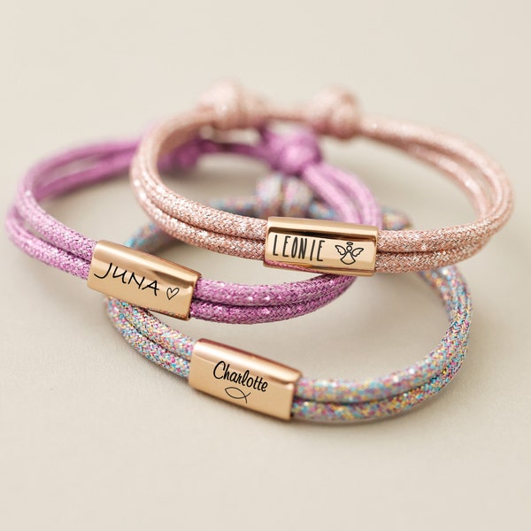 Pulsera Niña Glitter Personalizada - Pulsera con Nombre - Regalo Comunión - Regalo Confirmación - Grabado A209