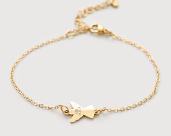 Gepersonaliseerde armband met beschermengel - Kinderarmband - Christelijk cadeau met gravure - Roestvrij staal - Vormsel - Communie - AE006
