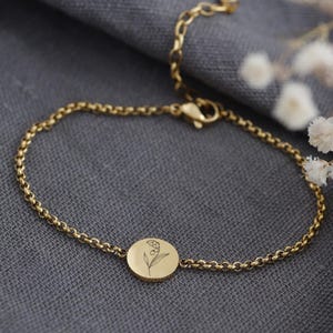 Personalized birth flower bracelet - Floral bracelet - Name bracelet - Stainless steel - Bracelet with engraving - Waterproof - A177