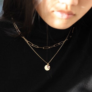 Link chain Layered necklace Y chain Stainless steel Gold Rose gold Silver K526 image 5