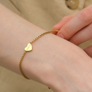 Personalisiertes Herz Armband Herz Armkette Edelstahl Silber, Gold oder Rosé Gold a176 Bild 1