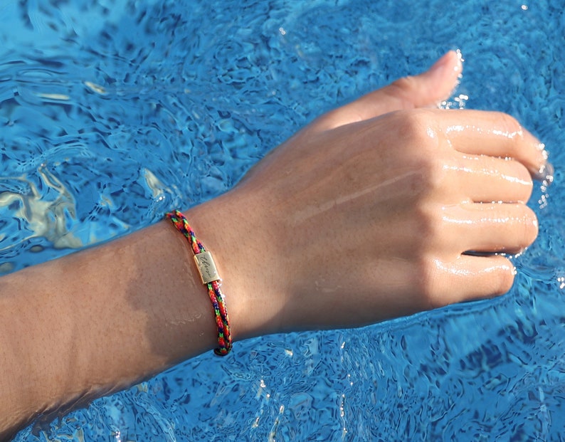 Bracelet corde à voile personnalisé gravure souhaitée bracelet amitié bracelet partenaire surfeur bracelet avec gravure acier inoxydable A182 image 6
