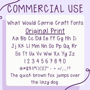 What Would Carrie Craft Fonts - Original Print | Commercial License Instant Download