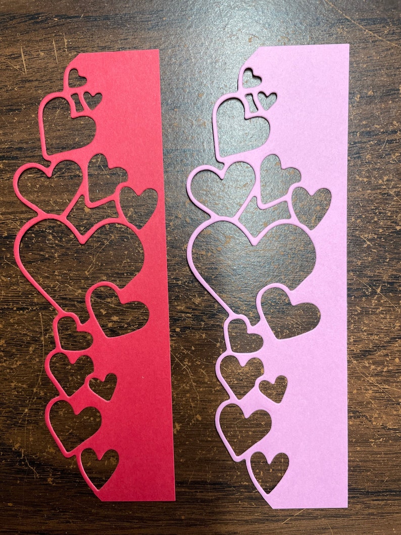 Heart Die Cuts - Pink & Red Cardstock Embellishments (2 Sets of 3) image 2