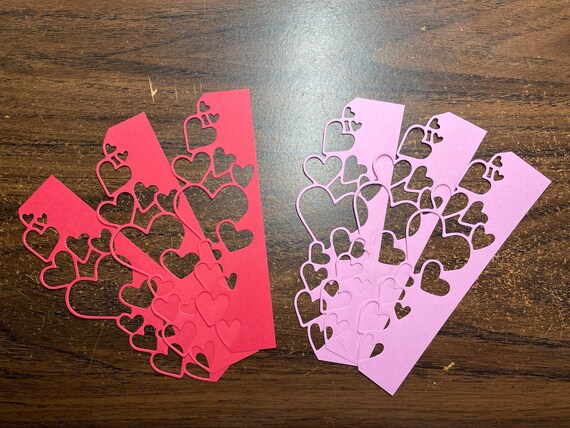 Heart Die Cuts - Pink & Red Cardstock Embellishments (2 Sets of 3)