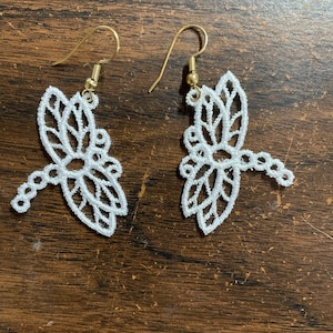 Machine Embroidered Dragon Fly Earrings