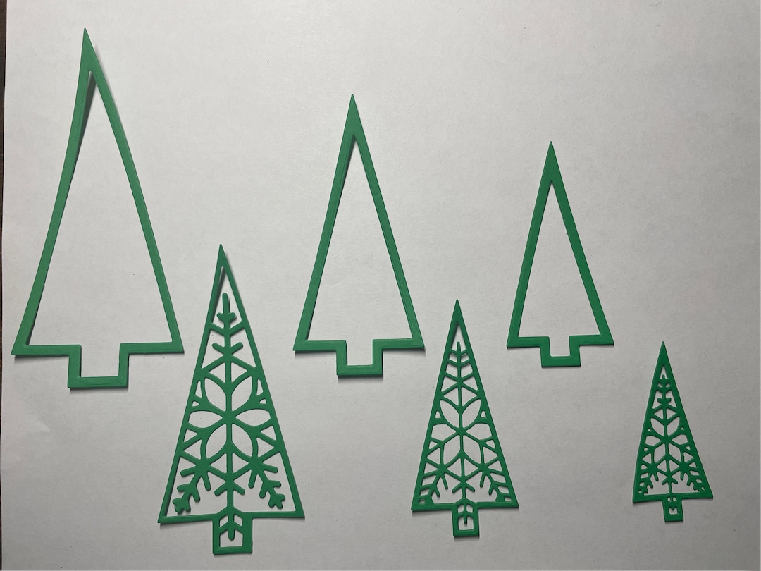 Set of 6 Christmas Trees Die Cuts Card Stock Die Cut Etsy