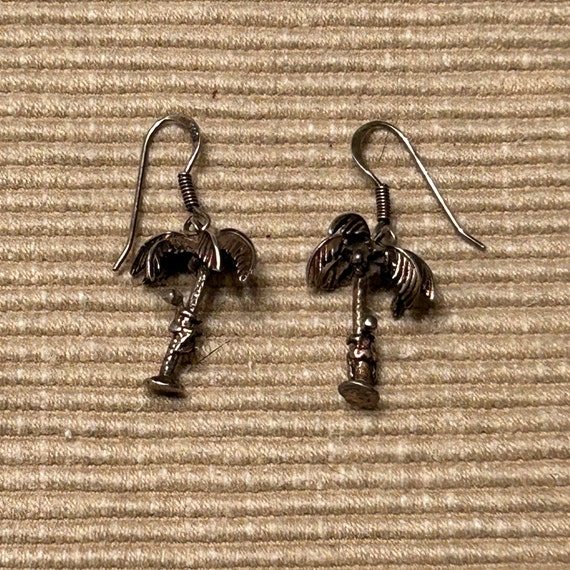 Vintage sterling silver palm tree climber earrings - image 1