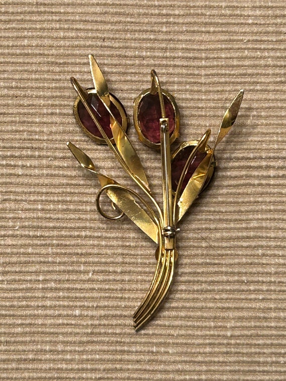 Vintage gemstone flower costume brooch - image 2