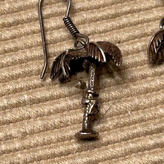 Vintage sterling silver palm tree climber earrings - image 2