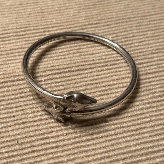 Cool vintage sterling silver fox head cuff bracele