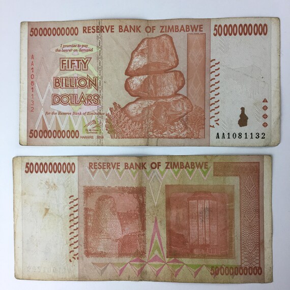 50 Billion Zimbabwe Dollars Note 50000000000 Original Gift Etsy
