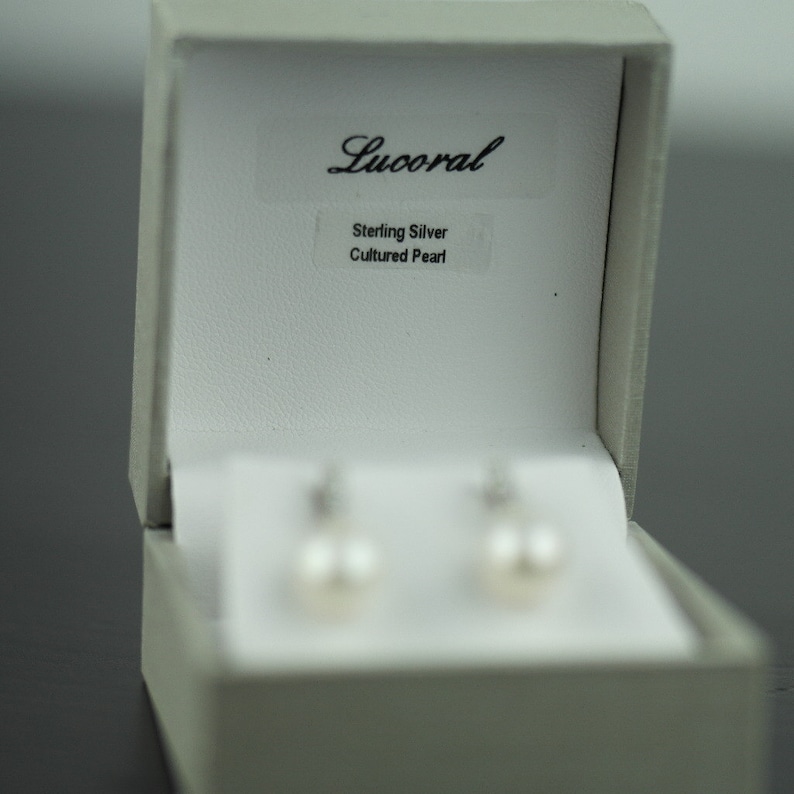 Stunning sterling silver Cultured pearls earrings with clear stones Lucoral 925 boxed