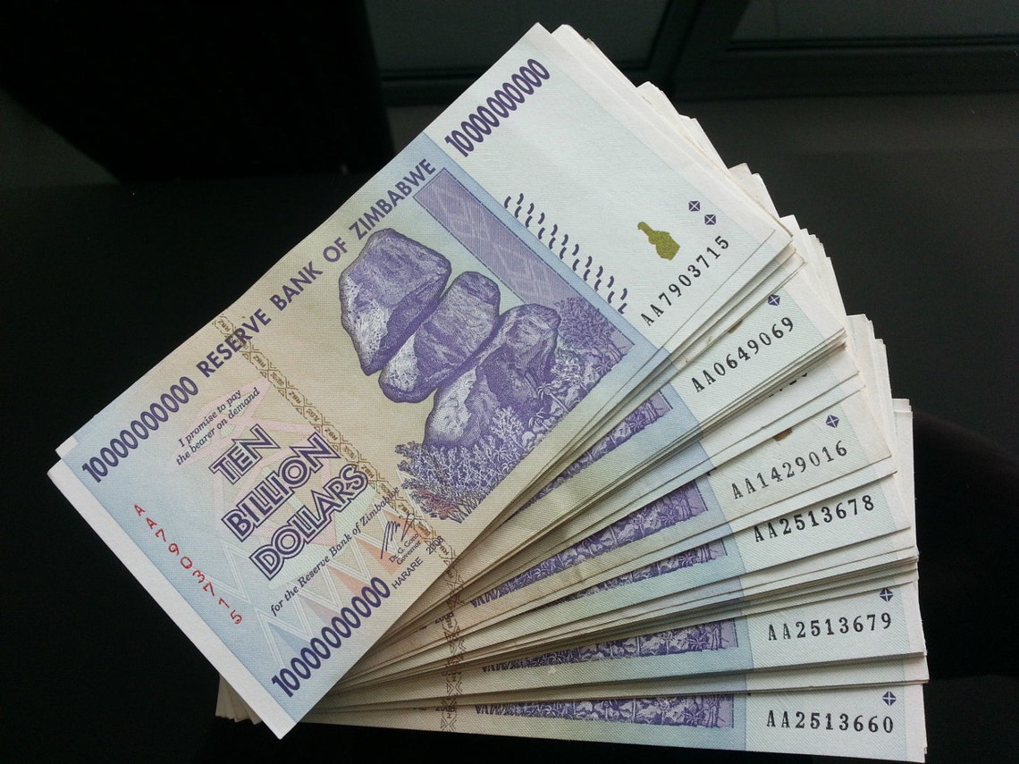 10 Billion Zimbabwe Dollars Note 10000000000 Original Gift Etsy