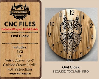 Plan CNC horloge hibou, fichiers de routeur (SVG, DXF)