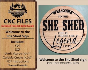 She Shed Sign, fichiers CNC, plan de routeur (téléchargement numérique)