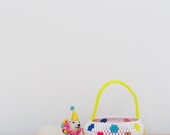 Handmade Swedish Beaded Baskets // Scandinavian vintage folk accessories // Design No. 18: Confetti (Day)