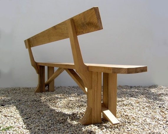 Oak dining bench with back sale