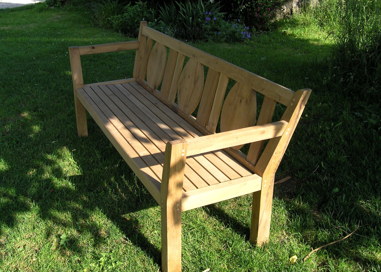 Bespoke Oak Garden Bench With Leaf Design Etsy