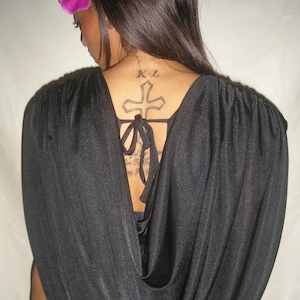 Vtg 80&#39;s GRECIAN GODDESS black draping dress M