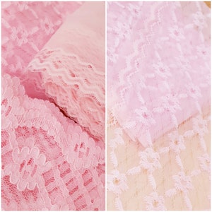 Vtg 80&#39;s RETRO Romantic angelic three pink lace chiffon delicate trim ribbons