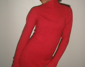 VTG 80 's Red dziane BODYCON sweter Dress s