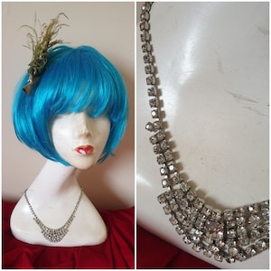 Vtg 70&#39;s RETRO Delicate Rhinestone necklace S