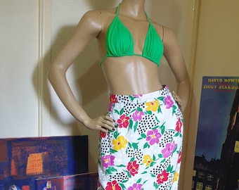 Vintage 80's Rave Pin Up green bikini top M/L