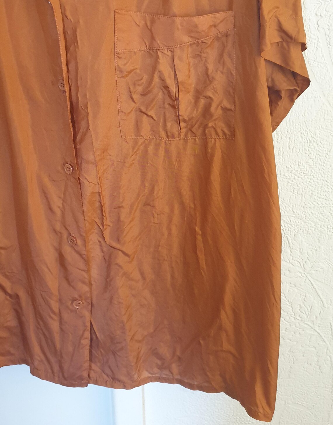 Vintage 90's Luxurious brown silk shirt M, Foto 3 von 5
