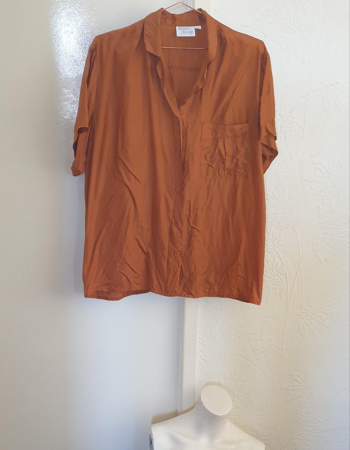 Vintage 90's Luxurious brown silk shirt M, Foto 2 von 5