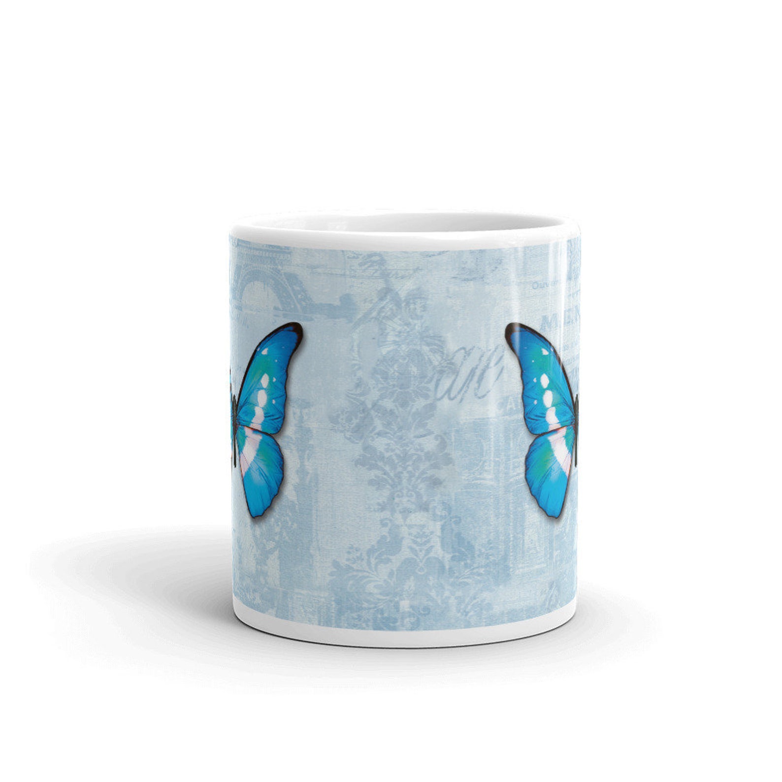 Beautiful Blue Butterfly Mug Perfect Gift Idea Etsy Hong Kong