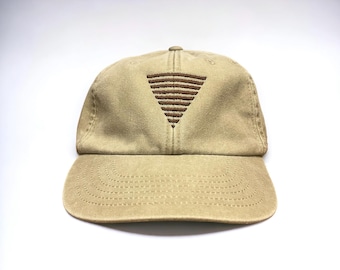 Triangle Embroidered Cap || Vintage Style Washed Low Profile Baseball Dad Cap Hat 6 Panel Geometric Shape Striped || Colourway Customisable