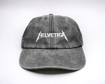 Helvetica Embroidered Cap || Vintage Style Washed Low Profile Dad Cap 6 Panel || Colourway Customisable