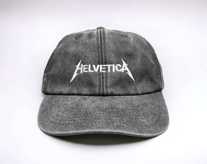 Helvetica Embroidered Cap || Vintage Style Washed Low Profile Dad Cap 6 Panel || Colourway Customisable