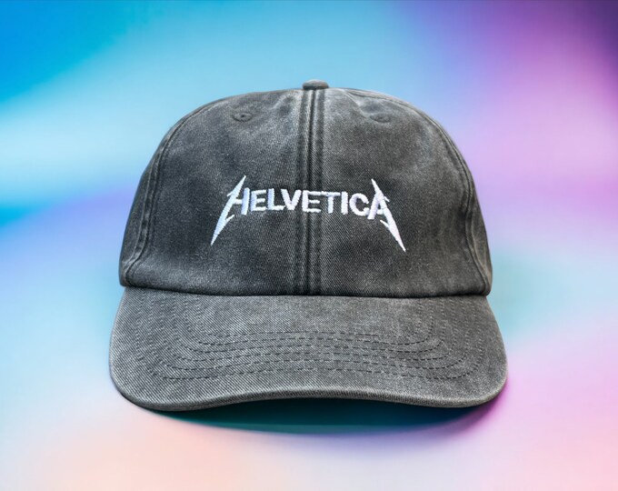 Helvetica Embroidered Cap || Vintage Style Washed Low Profile Dad Cap 6 Panel || Colourway Customisable