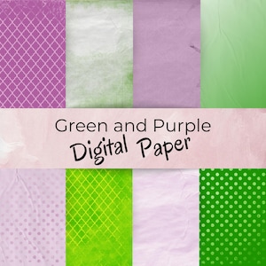 Paquete de papel digital para diario basura verde y morado: páginas de álbum de recortes de primavera para niñas: juego de escritura de cartas para amigos por correspondencia imprimible