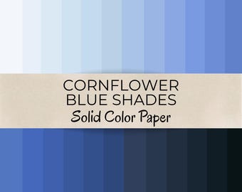 Pacchetto di carta tinta unita blu fiordaliso - Pagine per scrapbooking per sfondi - Set digitale 12 x 12 per uso personale e commerciale