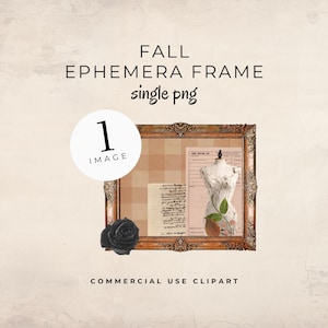 Vintage Autumn Collage Frame PNG - Fall Junk Journal Ephemera Clipart - Printable and Digital Scrapbooking Sticker - Commercial Use Image