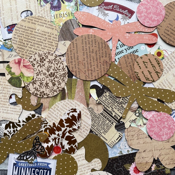 100 Piece Scrapbook Die Cuts and Shapes - Junk Journal Mixed Ephemera - Crafting Supplies