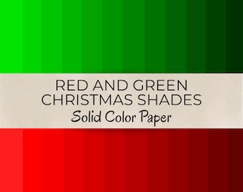 Green and Red Solid Color Paper Pack - Christmas Scrapbook Pages for Backgrounds - 12 x 12 Personal and Commercial Use Digital Download Set